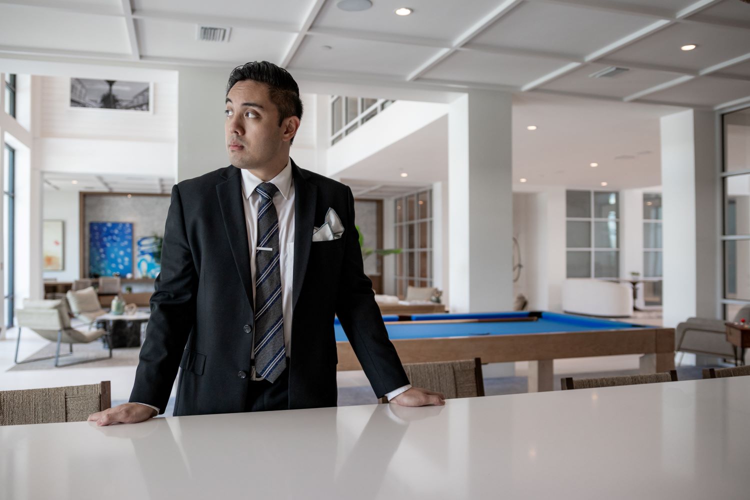 Gentleman wearing a tie bar