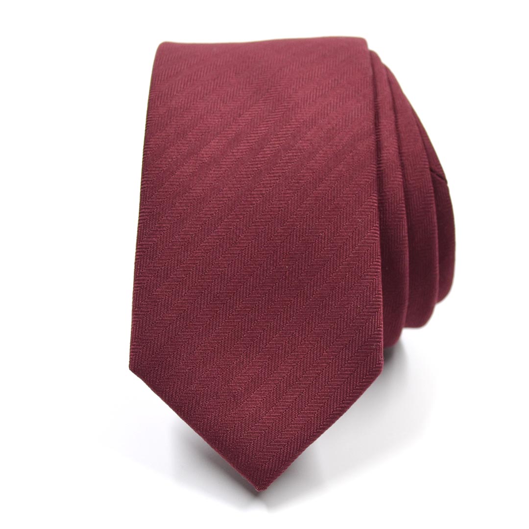 Herringbone Burgundy Tie Set