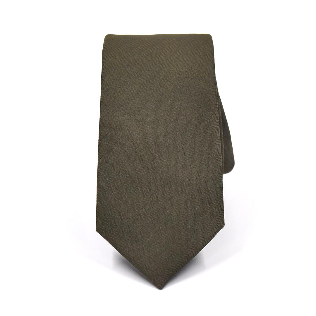 Herringbone Olive Tie Set