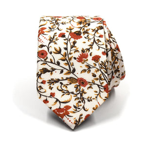 floral rust bloom tie rolled up