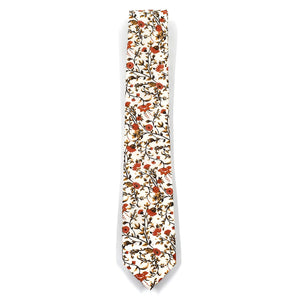 floral rust bloom tie laid out