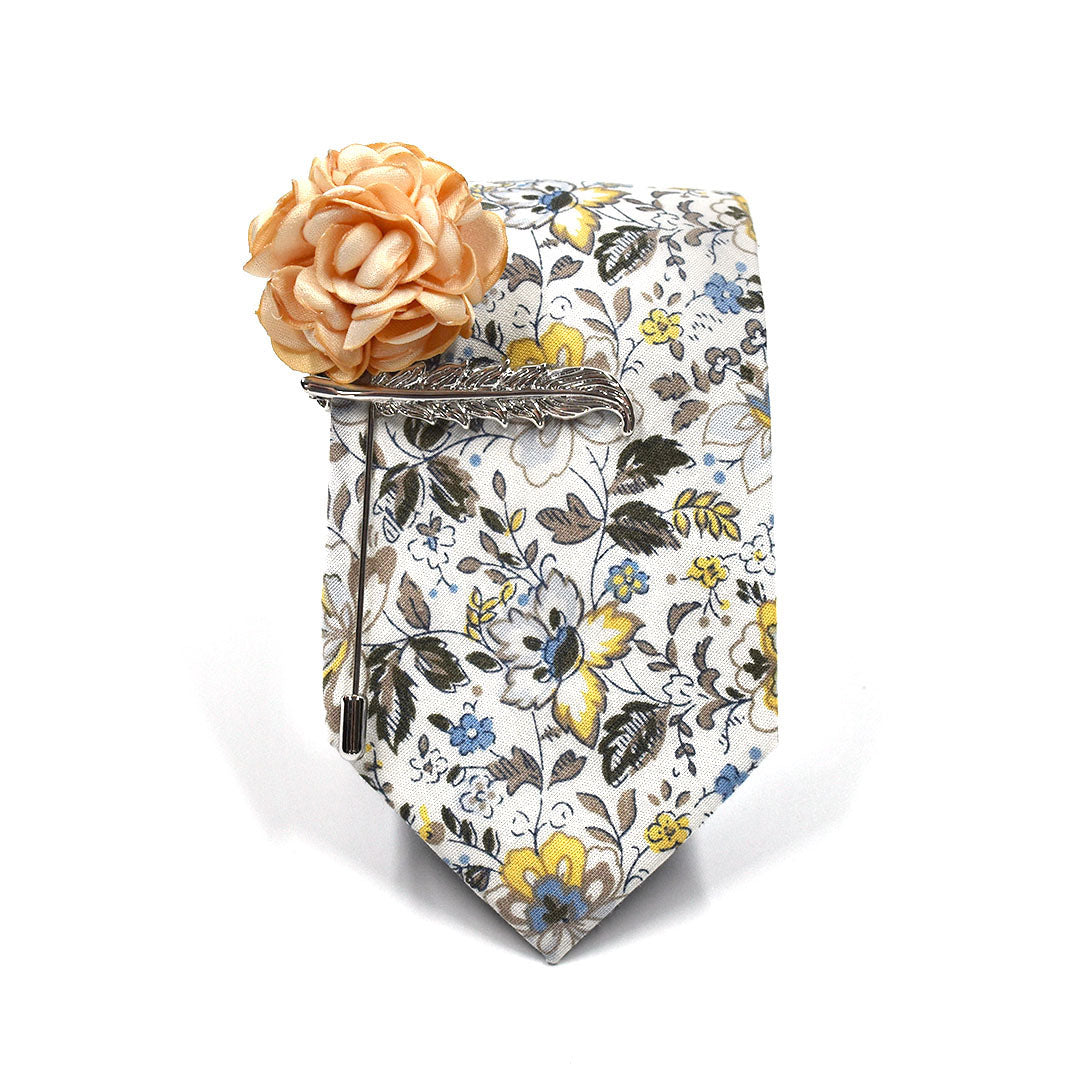 Floral white canary tie set