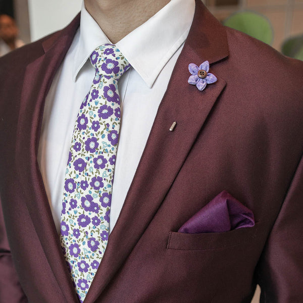 Floral White Lavender Blooms Tie - Art of The Gentleman