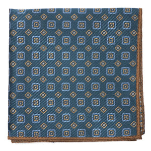 teal and brown polka dot square pocket square