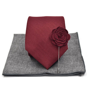 Herringbone Burgundy Tie Set