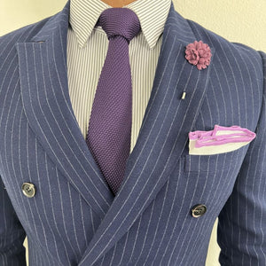 Gentleman wearing the Knitted purple tie set