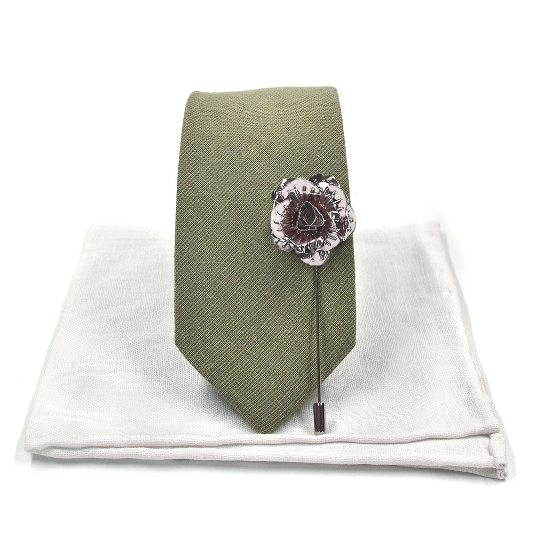 Linen Sage Green Wedding Tie Set