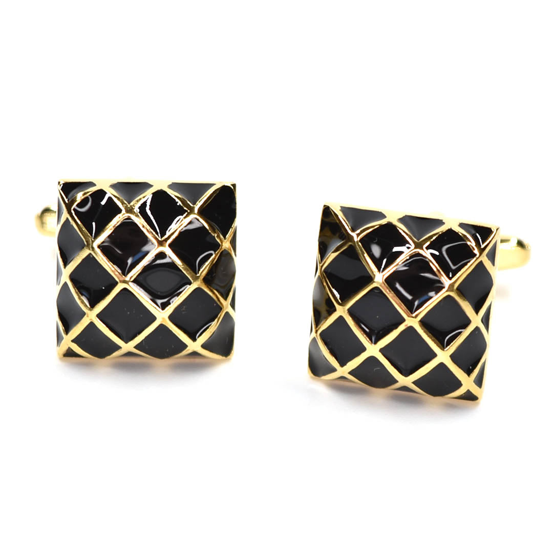 Onyx Gold Gridlock Cufflinks