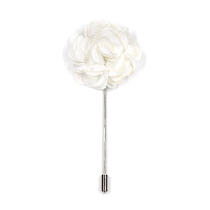 white flower lapel pin