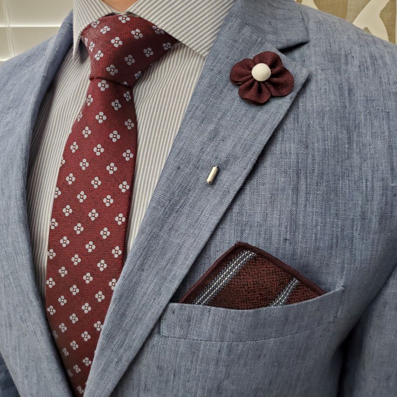 Downtown Striped Burgundy Pocket Square - Art of The Gentleman