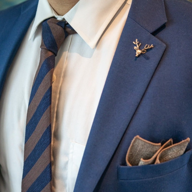 Art of The Gentleman Striped Blue Tie Lapel Pin