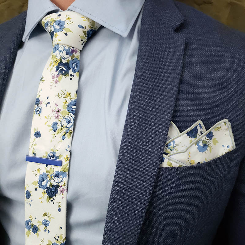 Floral Blueberry Pocket Square - Art of The Gentleman
