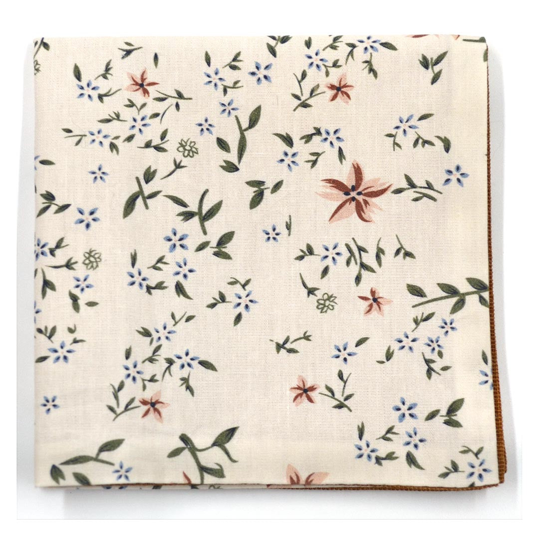 Art of The Gentleman Floral Cream Linen Reversible Pocket Square