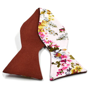 Floral White Linen Self Tie Bow Tie