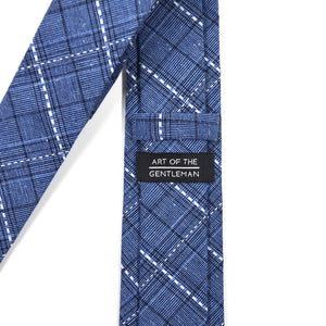 Plaid Stitches Blue Tie