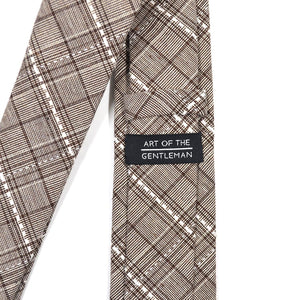 Plaid Stitches Brown Tie Set