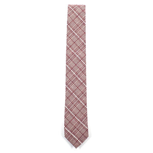 Plaid Stitches Burgundy Tie