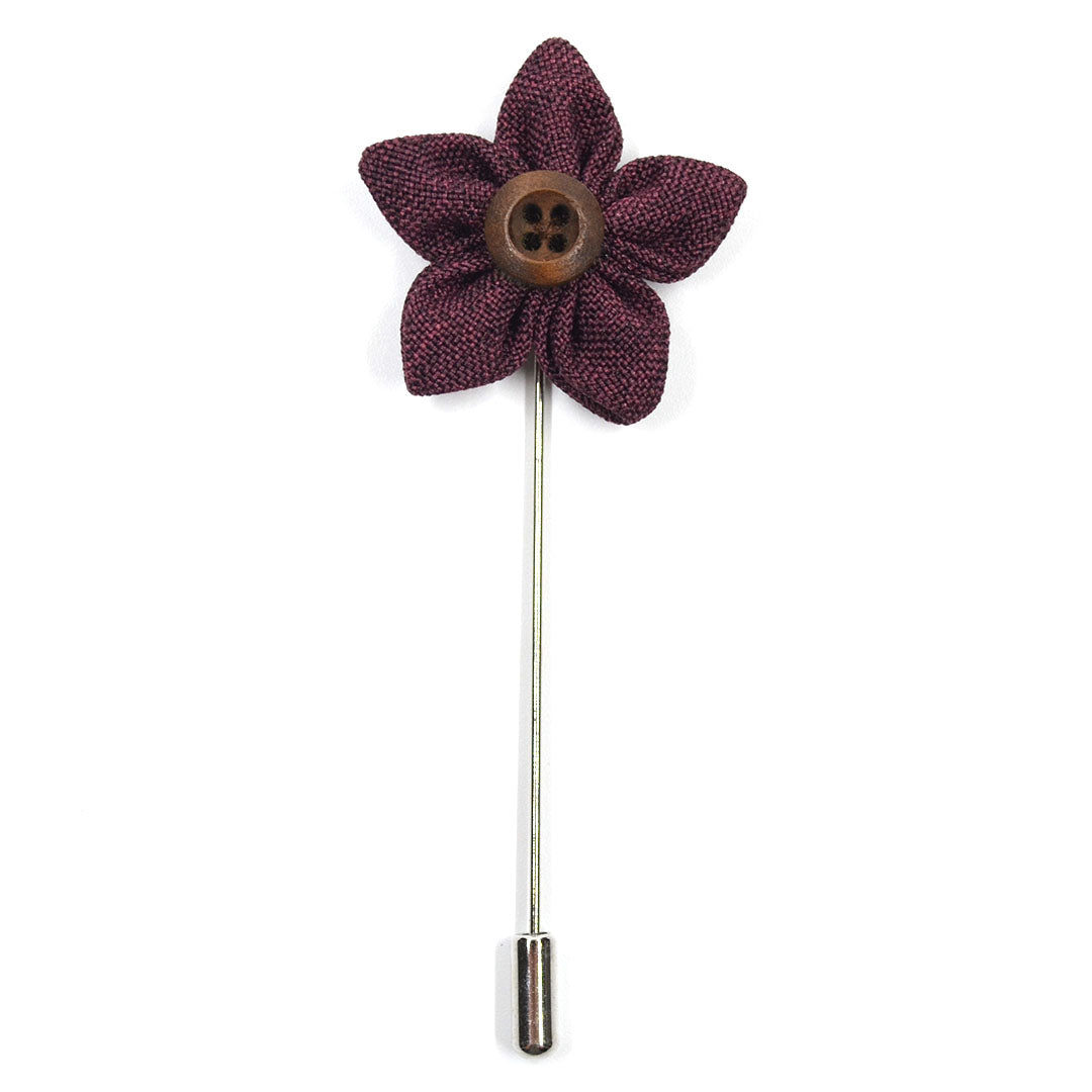 Mensuits Burgundy Flower Lapel Pin