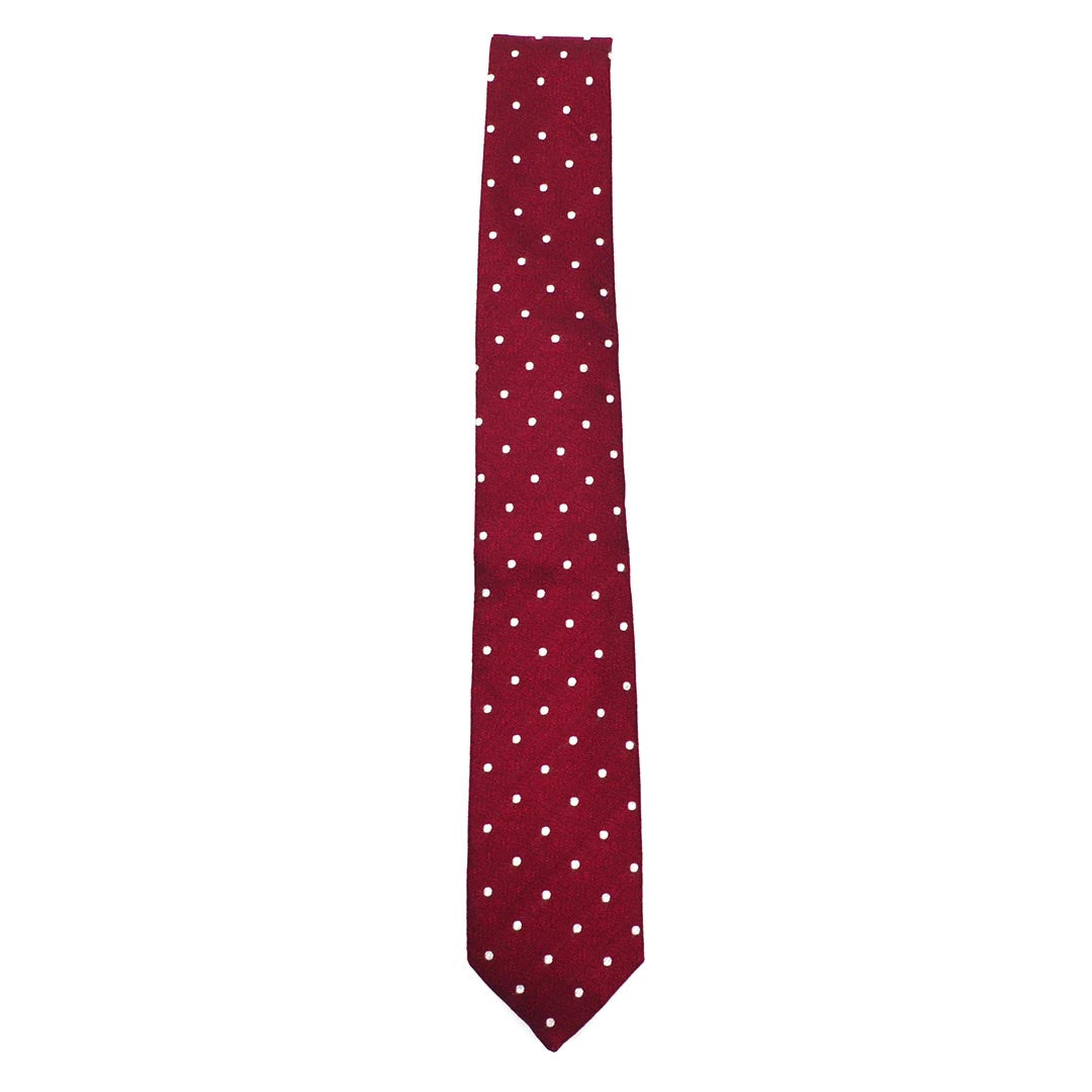 Crimson Dotted Tie, dark red tie, spotted tie, polka dot red tie